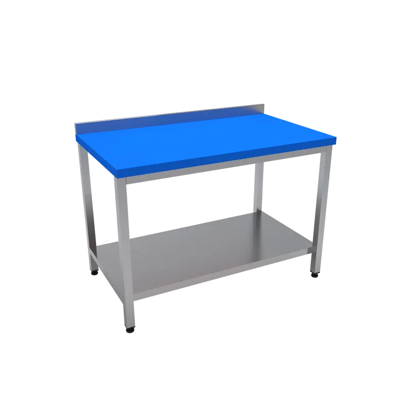 Çalışma Tezgahı Taban Raflı Polietilen Tablalı 120x60x85 CM Mavi