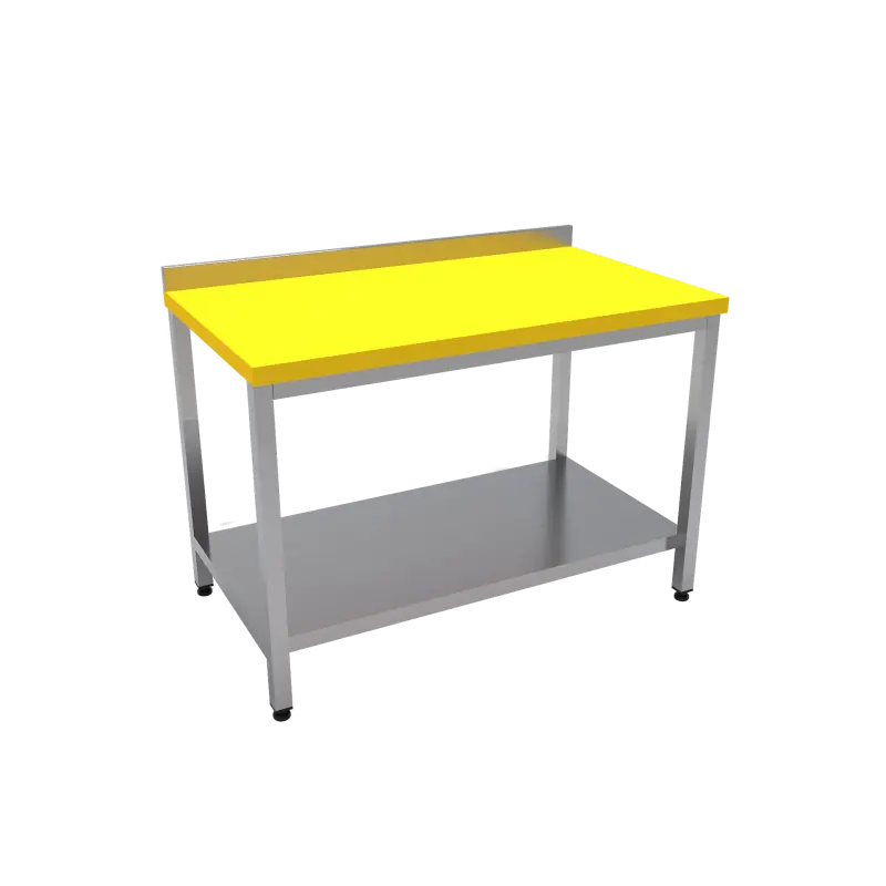 Çalışma Tezgahı Taban Raflı Polietilen Tablalı 140x70x85 CM Sarı