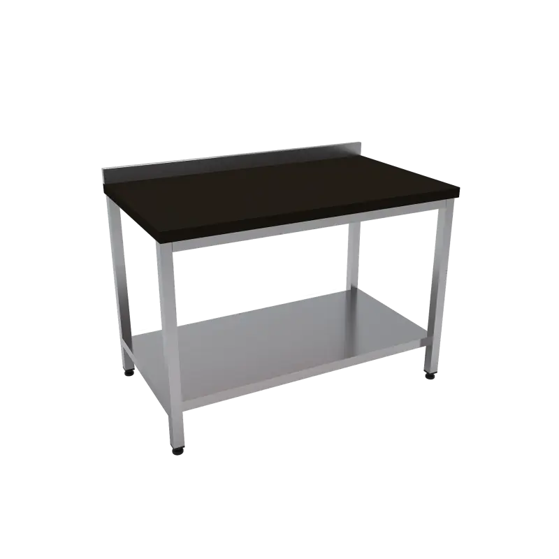 Çalışma Tezgahı Taban Raflı Polietilen Tablalı 180x60x85 CM Siyah