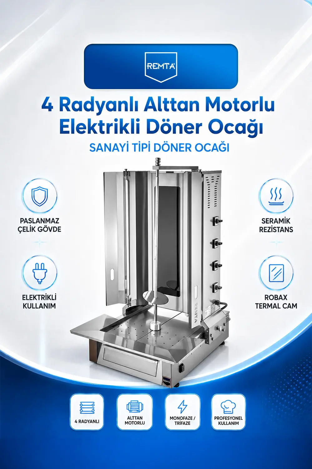 4 Radyanlı Alttan Motorlu Elektrikli Döner Ocağı
