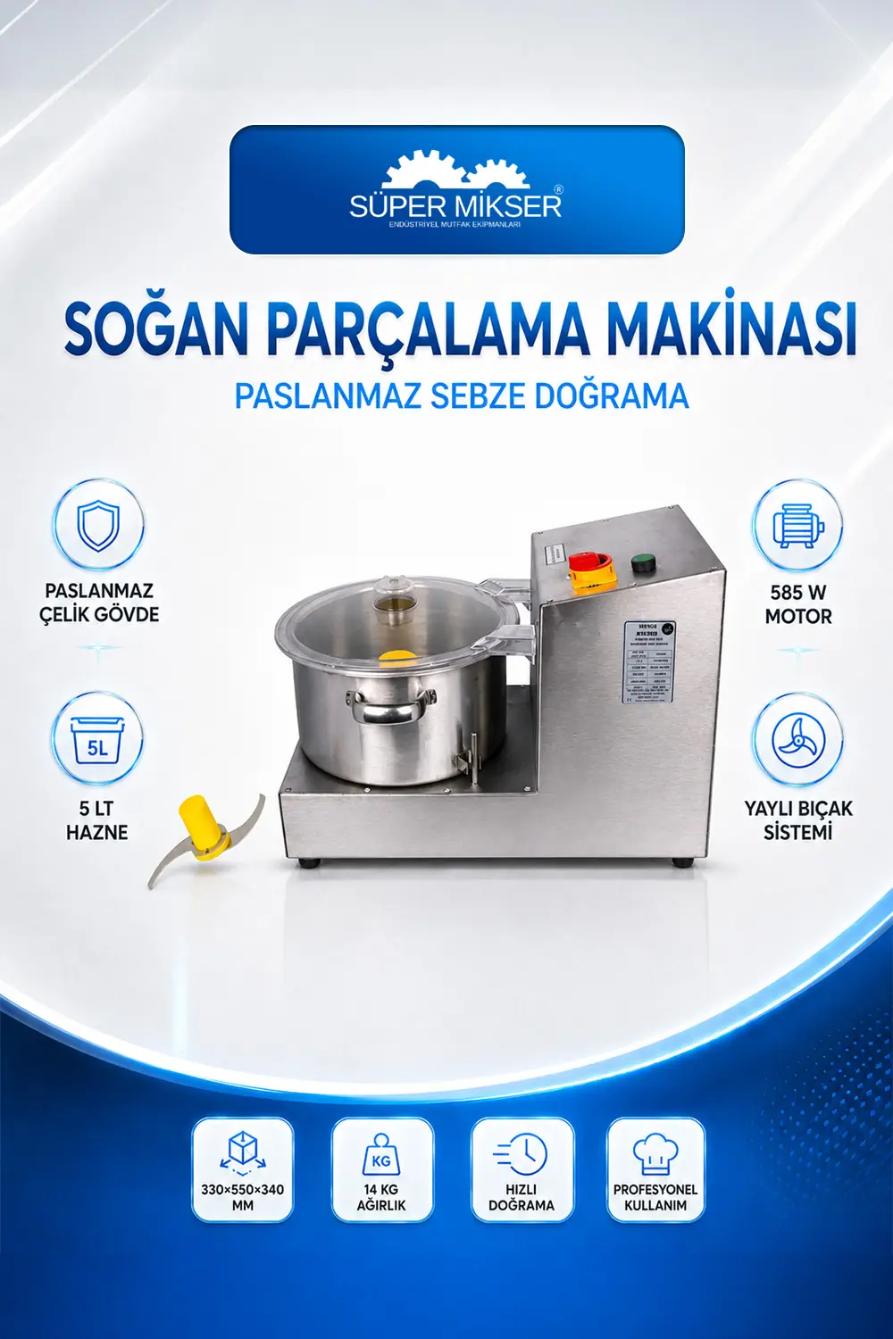 SM-102/EKO Süper Mikser Paslanmaz Soğan Parçalama Makinası
