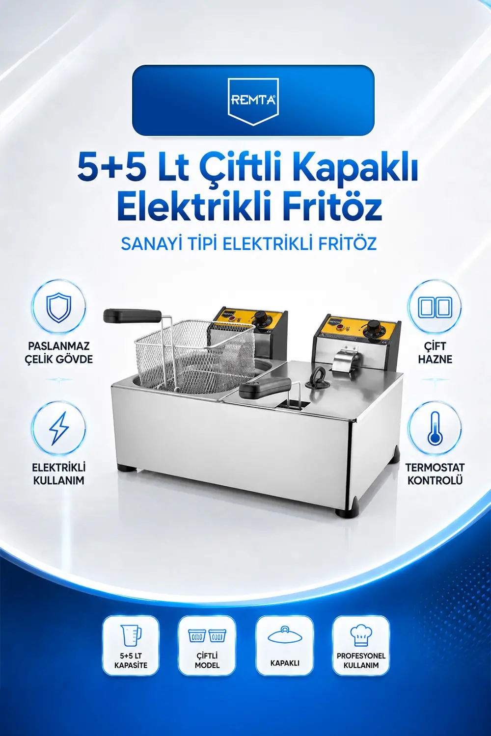 5+5 lt Elektrikli Fritöz