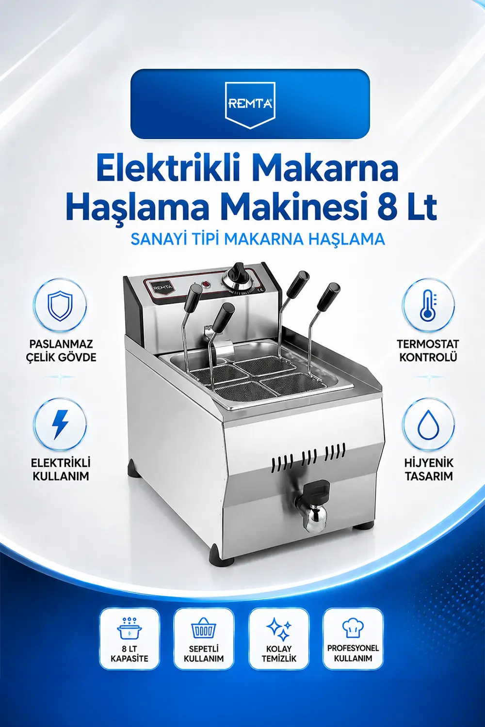 Elektrikli Makarna Haşlama Makinesi 8 lt