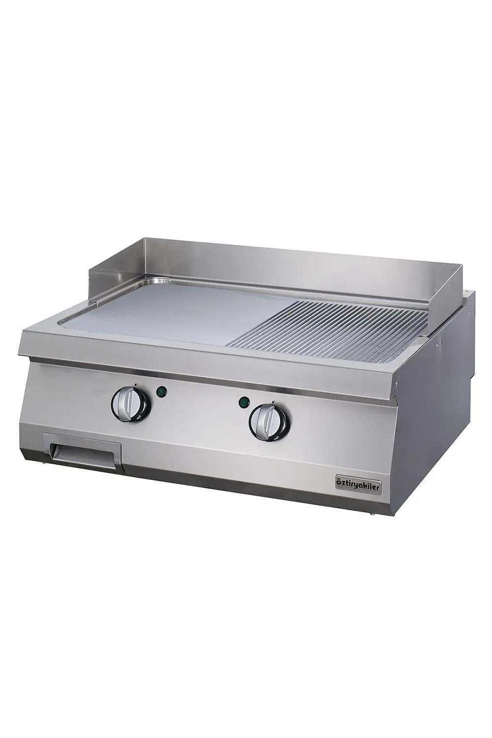 Grill Plate Set Üstü 900 Seri Elektrikli Yarı Oluklu 80x90x30-Sert Krom Kaplı