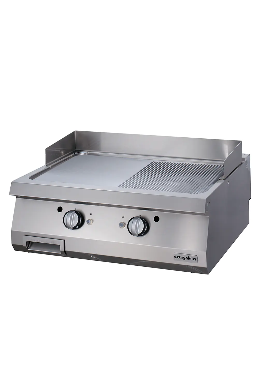 Grill Plate Set Üstü 900 Seri Gazlı Yarı Oluklu 80x90x30-Sert Krom Kaplı