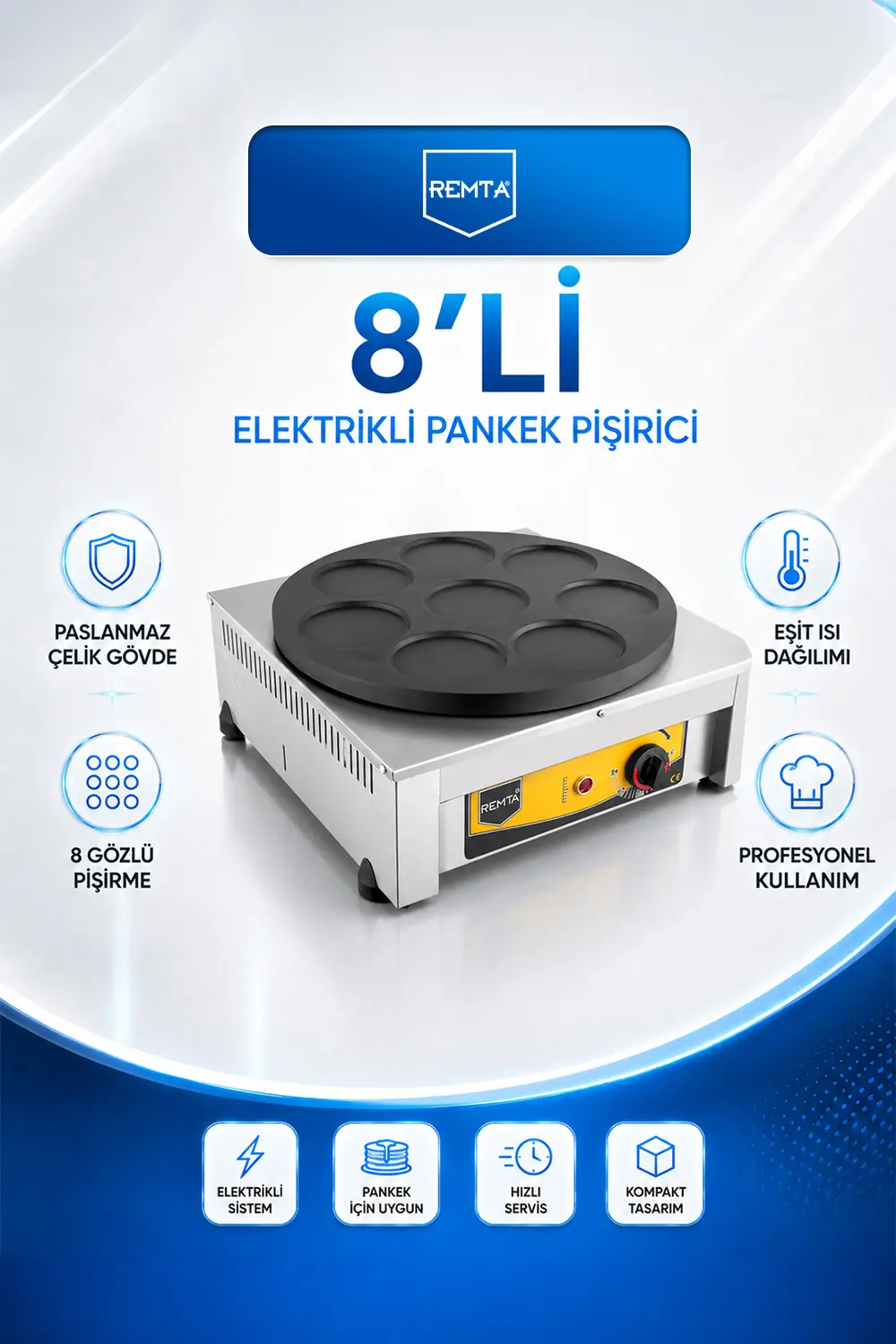 Krep Pişirici Elektrikli 40 cm Çap Yuvarlak