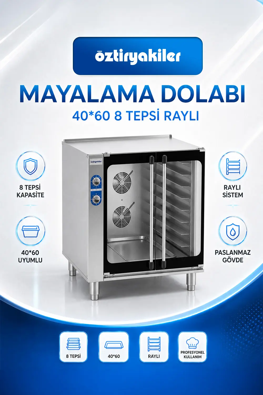 MAYALAMA DOLABI 40x60 8 TEPSİ RAYLI