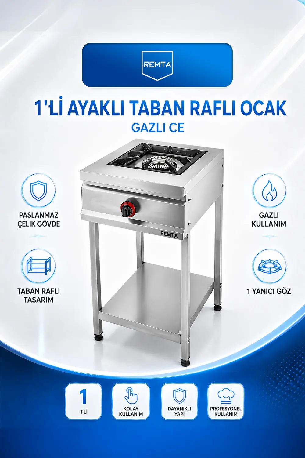 OCAKLAR - 1 li Ayaklı Taban Raflı Gazlı CE