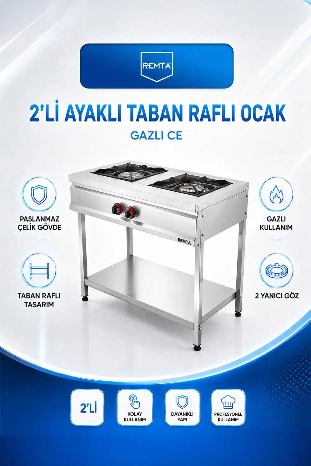 OCAKLAR - 2 li Ayaklı Taban Raflı Gazlı CE