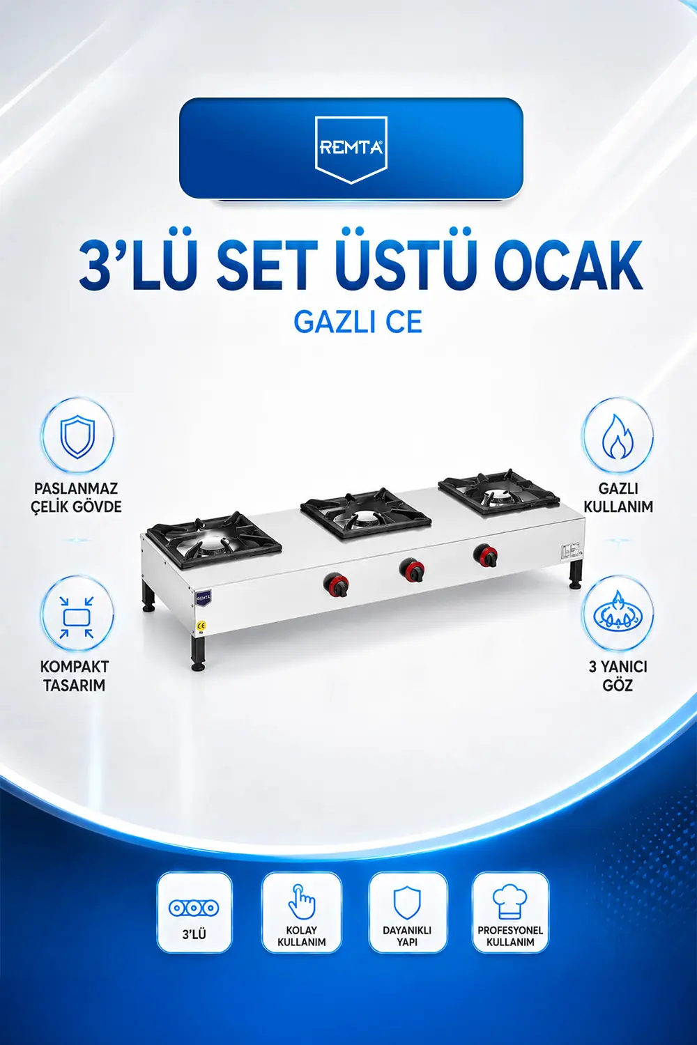 OCAKLAR - 3 lü Set Üstü Gazlı CE