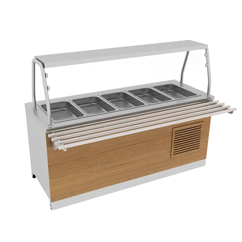 5 Küvet Uyumlu Tek Sıra Servis Raflı Ahşap Kaplamalı Soğuk Servis Ünitesi 180x70x85