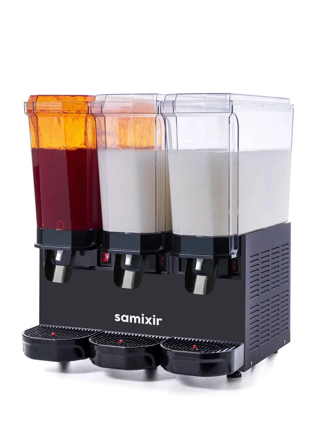 Samixir Triple Klasik Fıskiyeli ve Fıskiyeli Karıştırıcılı Soğuk İçecek Dispenseri (20+20+20 Lt) Siyah
