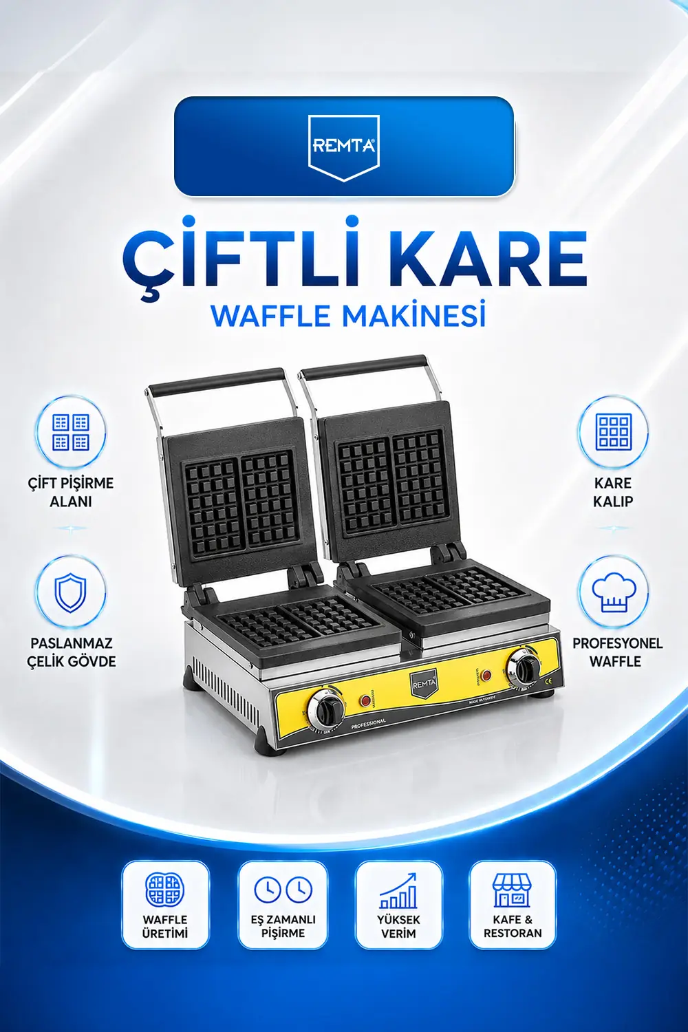 Çiftli Kare Model Waffle Makinesi Elektrikli