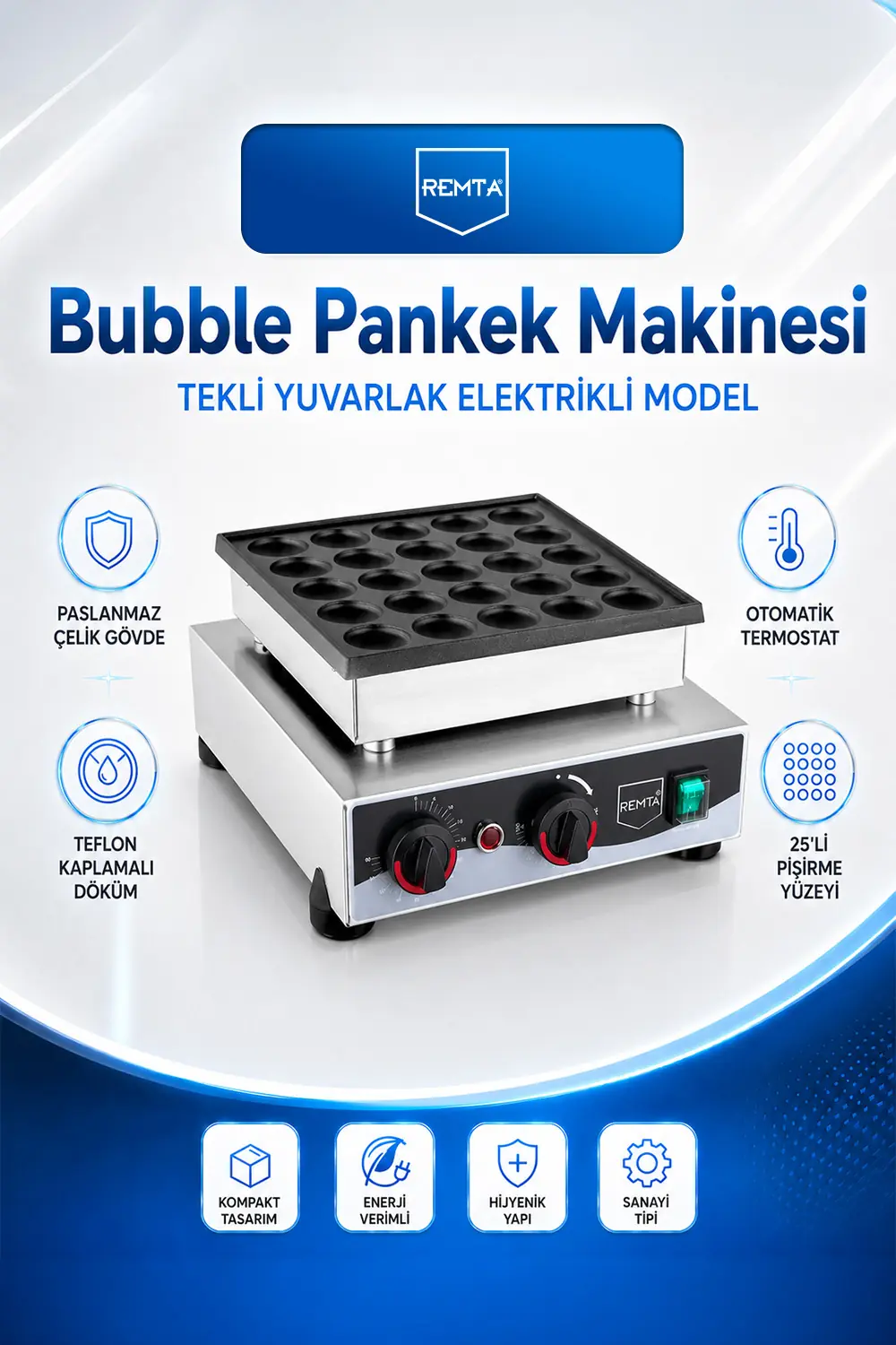 Yuvarlak Bubble Pankek Makinesi Elektrikli
